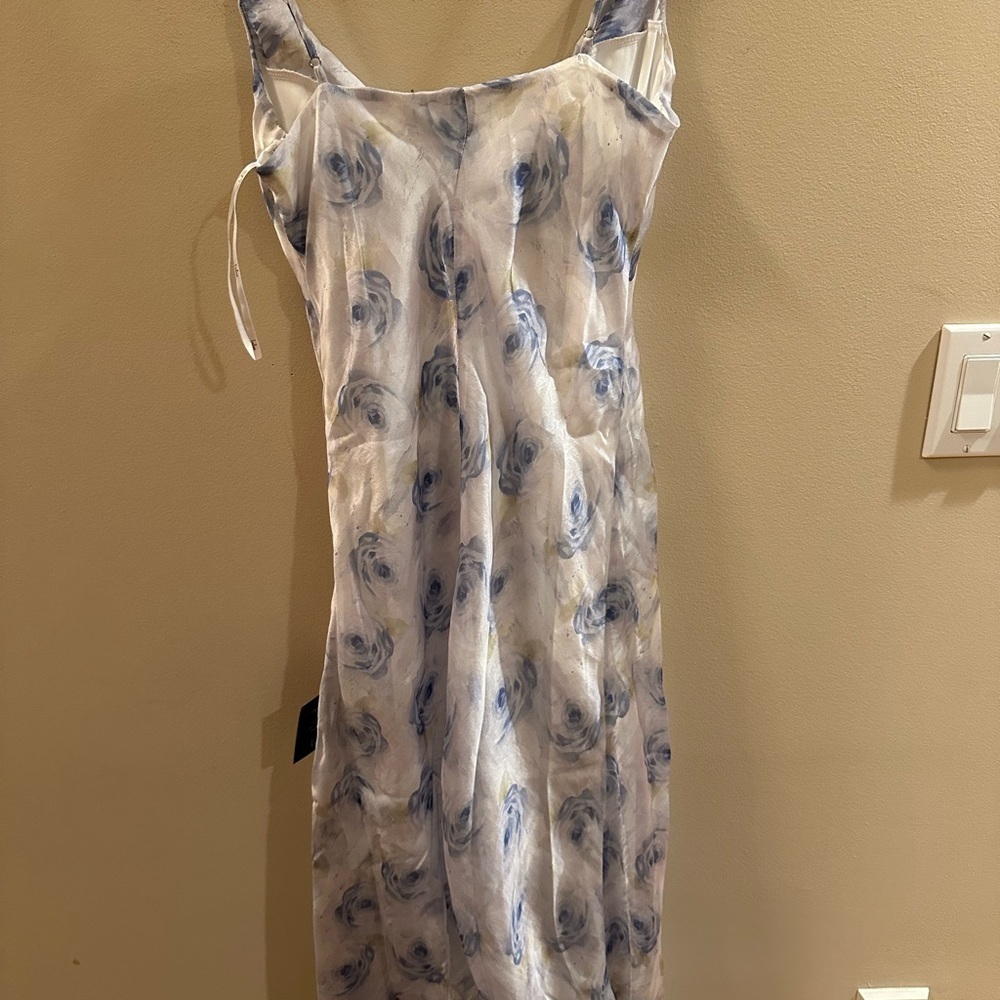 New Lulu's Dreamy Direction Ivory Floral Organza Cowl Slip Midi Dress - Picture 10 of 11
